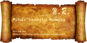 Mihálkovits Romola névjegykártya